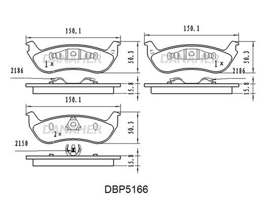 Danaher DBP5166 Rear disc brake pads, set DBP5166