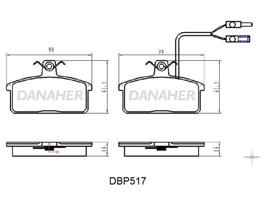 Danaher DBP517 Brake Pad Set, disc brake DBP517