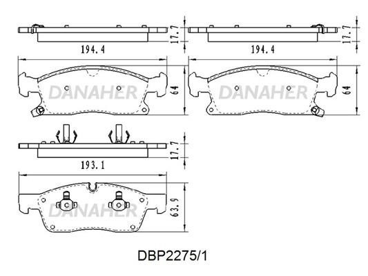 Danaher DBP2275/1 Brake Pad Set, disc brake DBP22751