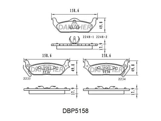 Danaher DBP5158 Rear disc brake pads, set DBP5158
