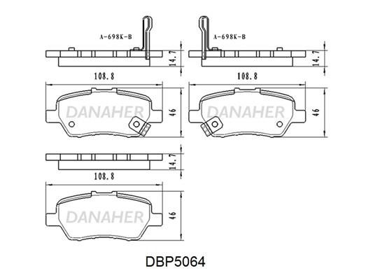 Danaher DBP5064 Rear disc brake pads, set DBP5064