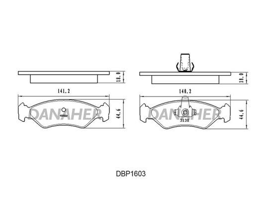 Danaher DBP1603 Brake Pad Set, disc brake DBP1603