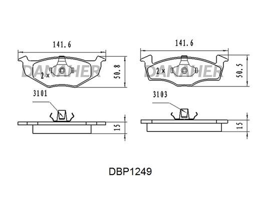 Danaher DBP1249 Brake Pad Set, disc brake DBP1249