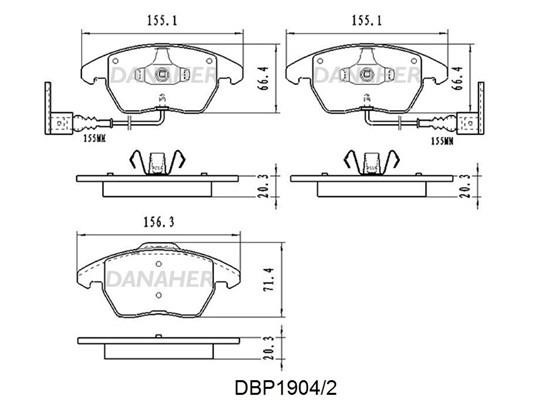 Danaher DBP1904/2 Brake Pad Set, disc brake DBP19042