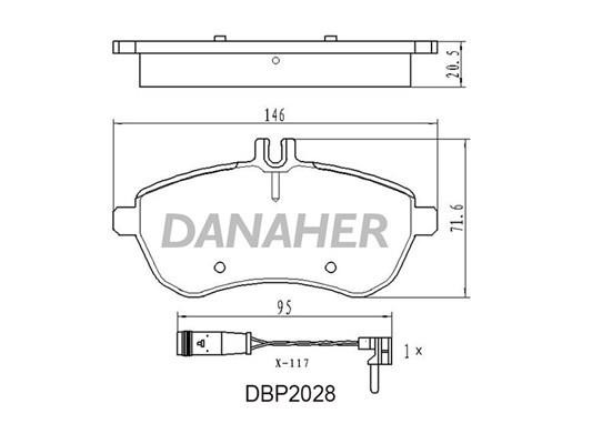 Danaher DBP2028 Brake Pad Set, disc brake DBP2028