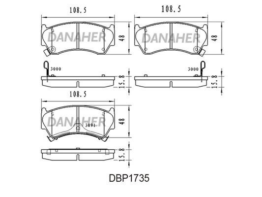 Danaher DBP1735 Brake Pad Set, disc brake DBP1735