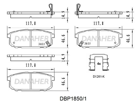 Danaher DBP1850/1 Brake Pad Set, disc brake DBP18501