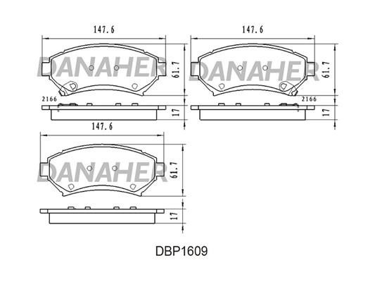 Danaher DBP1609 Brake Pad Set, disc brake DBP1609