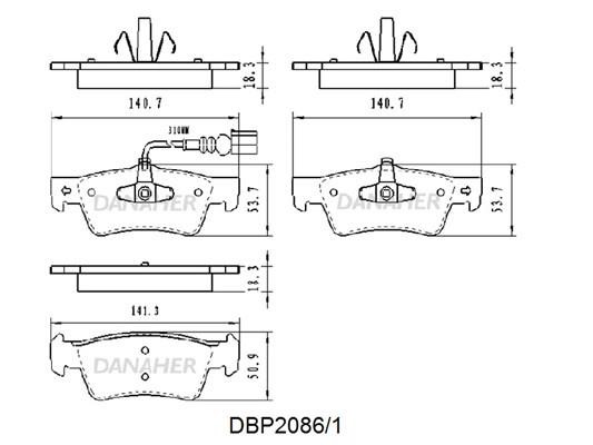 Danaher DBP2086/1 Brake Pad Set, disc brake DBP20861