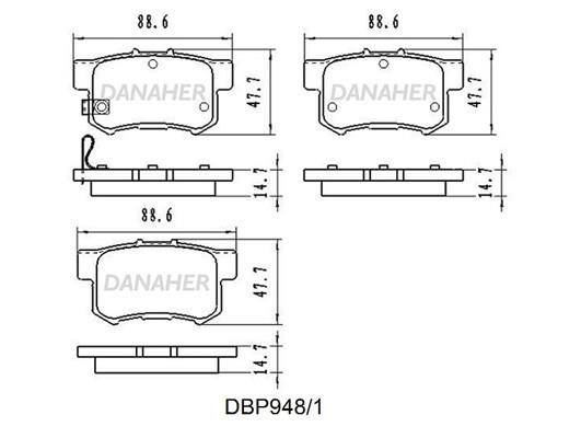 Danaher DBP948/1 Brake Pad Set, disc brake DBP9481