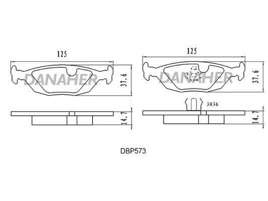 Danaher DBP573 Brake Pad Set, disc brake DBP573