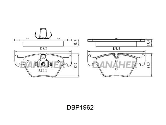 Danaher DBP1962 Brake Pad Set, disc brake DBP1962