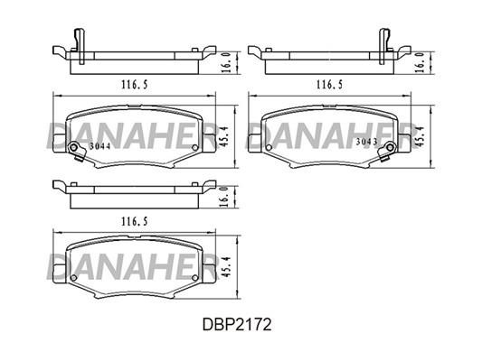 Danaher DBP2172 Brake Pad Set, disc brake DBP2172