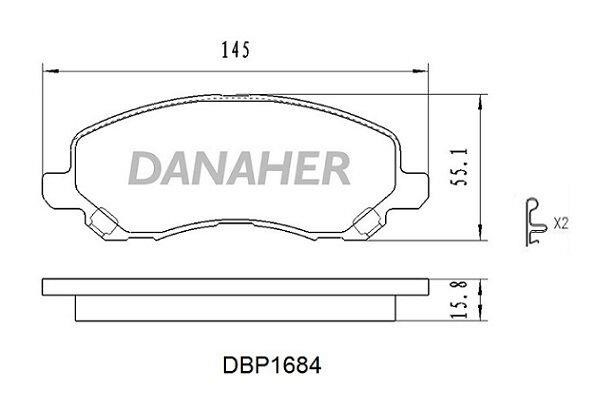 Danaher DBP1684 Brake Pad Set, disc brake DBP1684