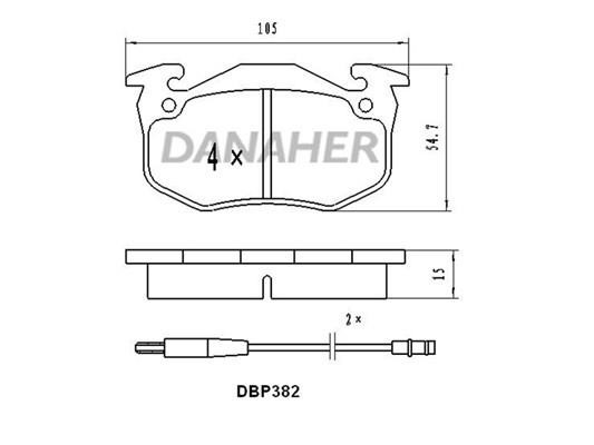 Danaher DBP382 Brake Pad Set, disc brake DBP382