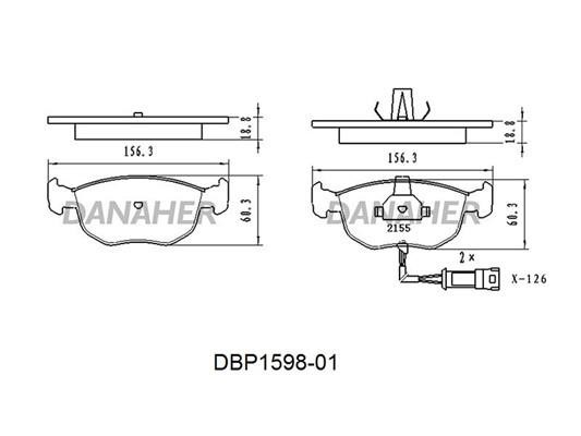 Danaher DBP1598-01 Brake Pad Set, disc brake DBP159801