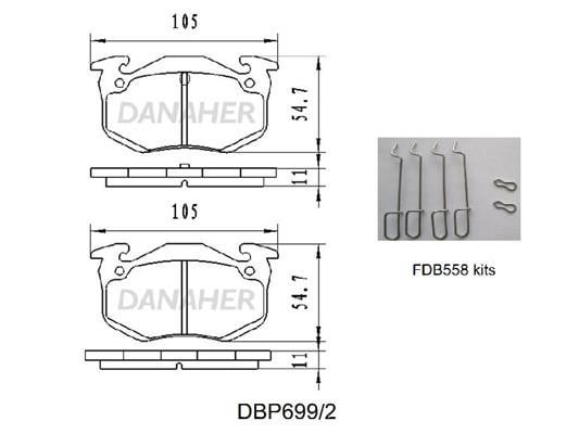 Danaher DBP699/2 Brake Pad Set, disc brake DBP6992