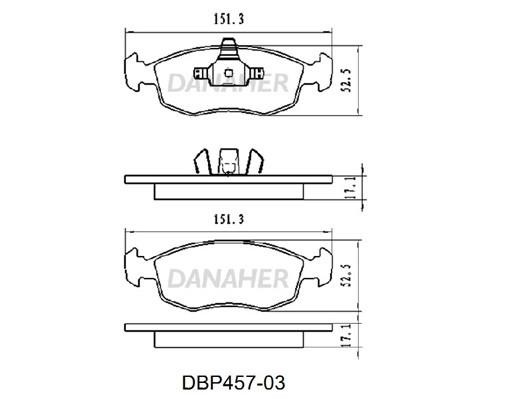 Danaher DBP457-03 Brake Pad Set, disc brake DBP45703