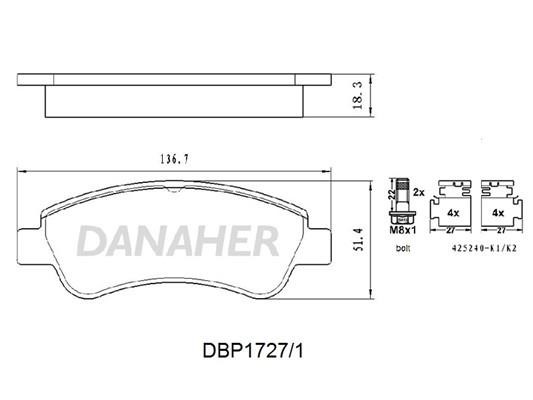 Danaher DBP1727/1 Brake Pad Set, disc brake DBP17271