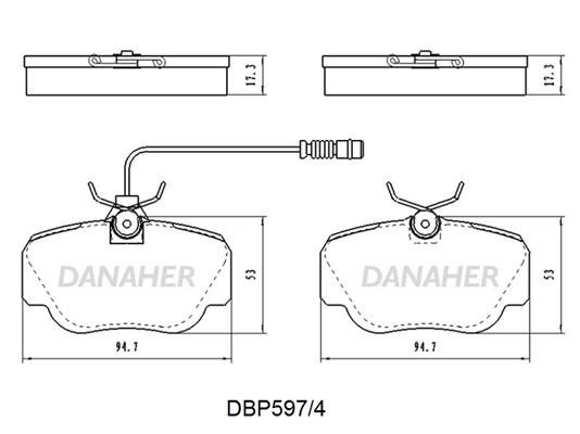 Danaher DBP597/4 Brake Pad Set, disc brake DBP5974