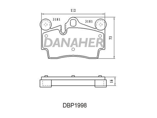 Danaher DBP1998 Brake Pad Set, disc brake DBP1998
