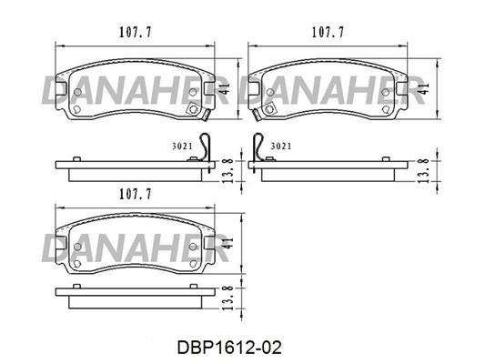 Danaher DBP1612-02 Brake Pad Set, disc brake DBP161202