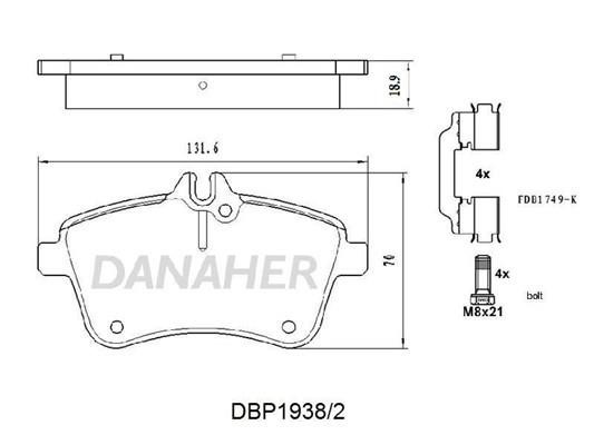 Danaher DBP1938/2 Brake Pad Set, disc brake DBP19382