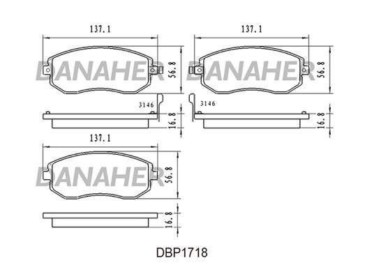 Danaher DBP1718 Brake Pad Set, disc brake DBP1718