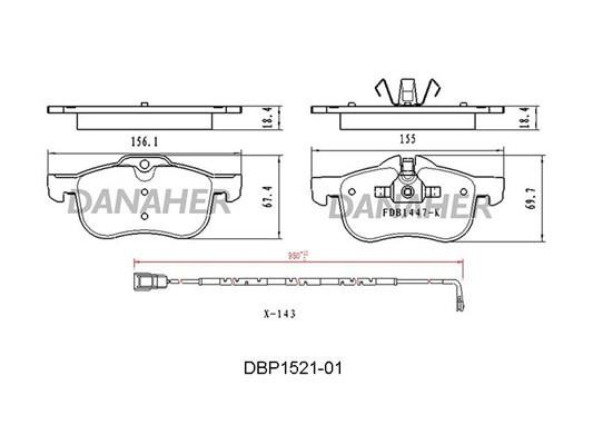 Danaher DBP1521-01 Brake Pad Set, disc brake DBP152101