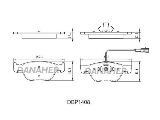 Danaher DBP1408 Brake Pad Set, disc brake DBP1408