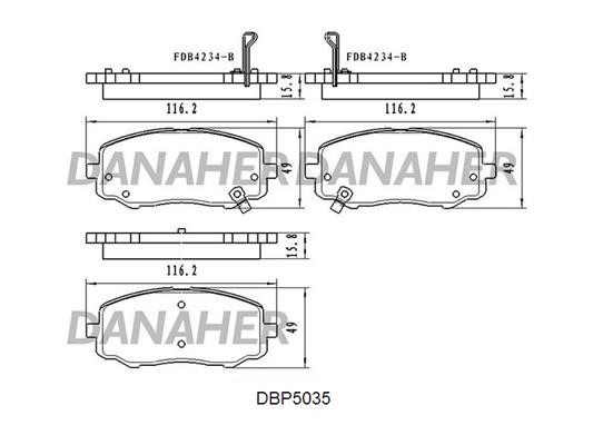 Danaher DBP5035 Front disc brake pads, set DBP5035
