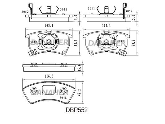 Danaher DBP552 Brake Pad Set, disc brake DBP552