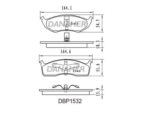Danaher DBP1532 Brake Pad Set, disc brake DBP1532