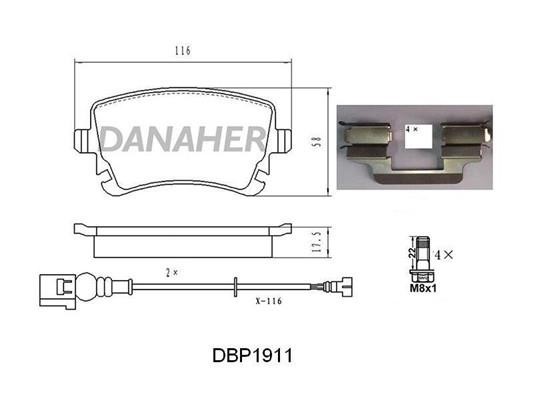 Danaher DBP1911 Brake Pad Set, disc brake DBP1911