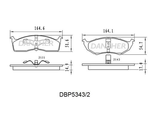 Danaher DBP5343/2 Front disc brake pads, set DBP53432