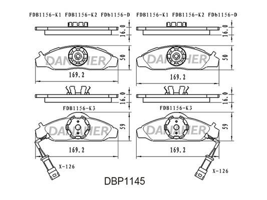 Danaher DBP1145 Brake Pad Set, disc brake DBP1145