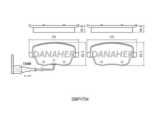 Danaher DBP1754 Brake Pad Set, disc brake DBP1754