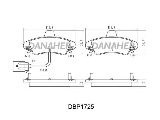 Danaher DBP1725 Brake Pad Set, disc brake DBP1725