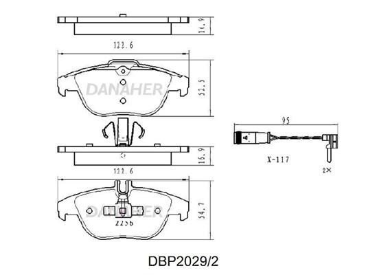 Danaher DBP2029/2 Brake Pad Set, disc brake DBP20292