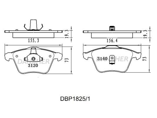 Danaher DBP1825/1 Brake Pad Set, disc brake DBP18251