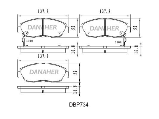 Danaher DBP734 Brake Pad Set, disc brake DBP734