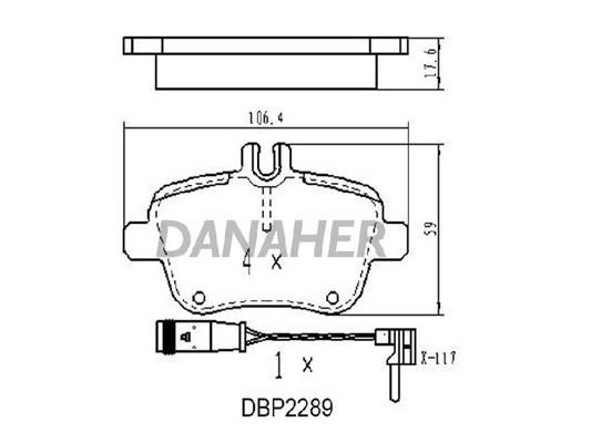 Danaher DBP2289 Brake Pad Set, disc brake DBP2289