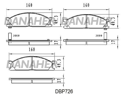 Danaher DBP726 Brake Pad Set, disc brake DBP726