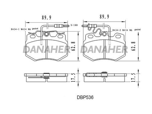 Danaher DBP536 Brake Pad Set, disc brake DBP536