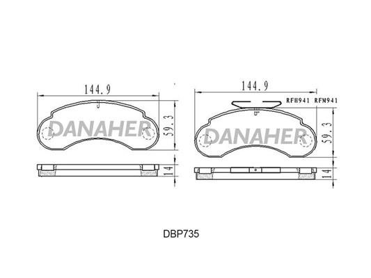 Danaher DBP735 Brake Pad Set, disc brake DBP735