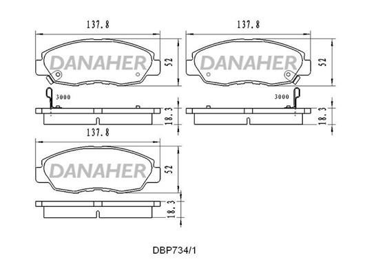Danaher DBP734/1 Brake Pad Set, disc brake DBP7341
