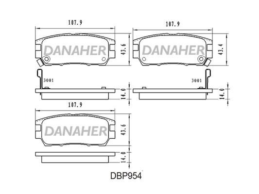Danaher DBP954 Brake Pad Set, disc brake DBP954
