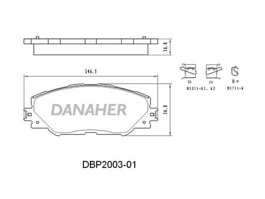 Danaher DBP2003-01 Brake Pad Set, disc brake DBP200301