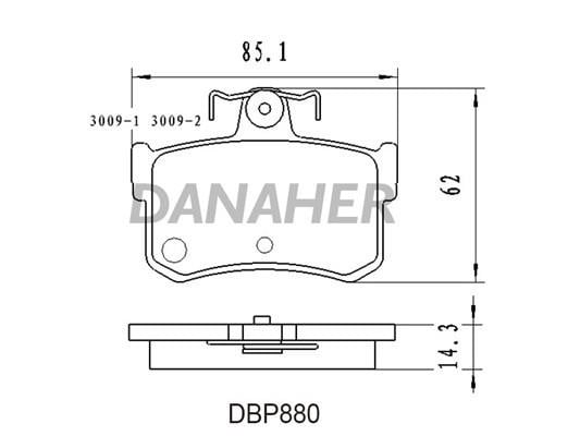 Danaher DBP880 Brake Pad Set, disc brake DBP880