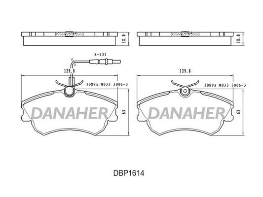Danaher DBP1614 Brake Pad Set, disc brake DBP1614